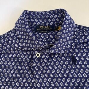 Ralph Lauren Polo Shirt Mens Classic Fit Blue Paisley Golf Tennis Preppy‎ Small